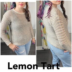 LemonTART chunky knit sweater mohair/wool/acrylic.  Tan beige. Super soft winter